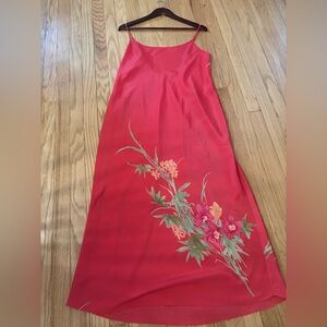 Vintage 100% Silk NATORI Slip Dress with Wrap Around Flowers Size M-L